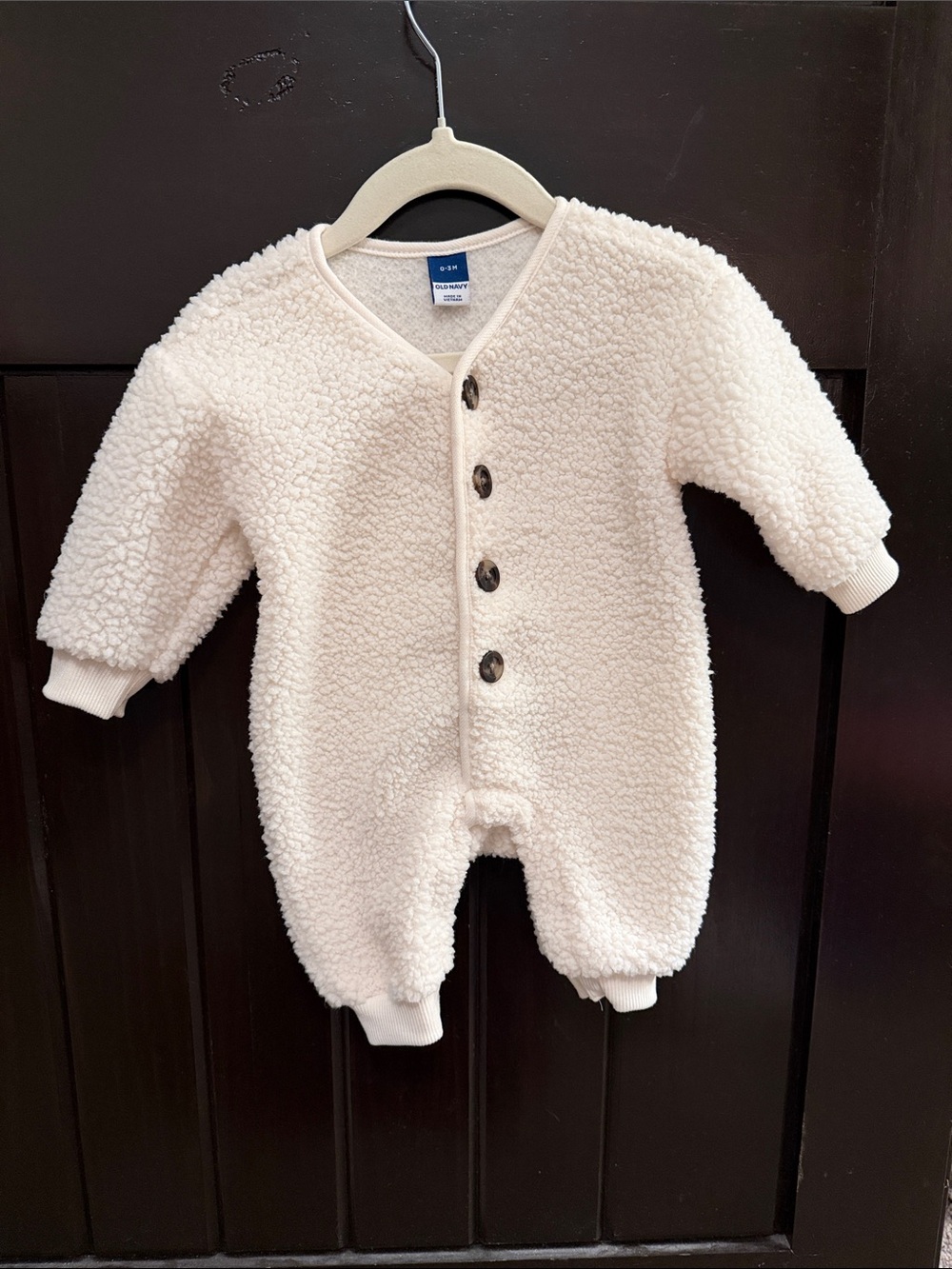 Old Navy Cream Sherpa Footed-Style One-Piece
